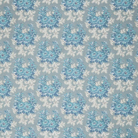 Midnight Bloom - Large Floral Clusters Tan Aqua Yardage