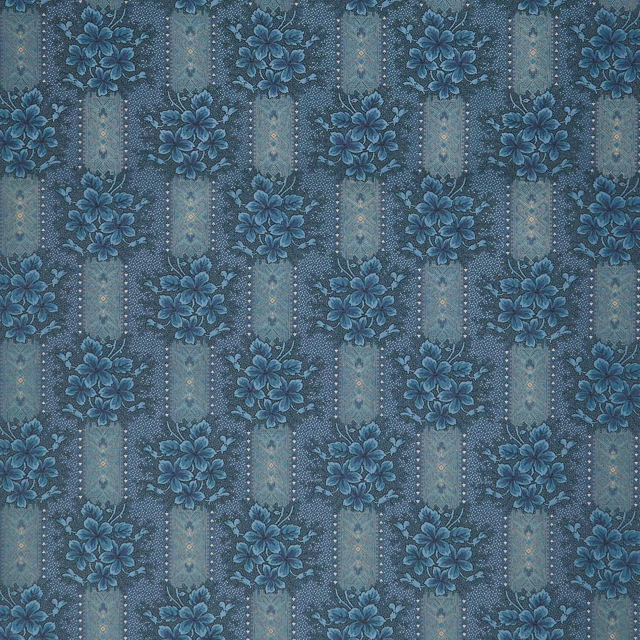Midnight Bloom - Floral Stripe Navy Yardage