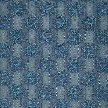 Midnight Bloom - Floral Stripe Navy Yardage
