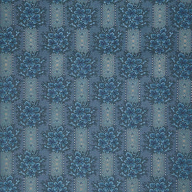 Midnight Bloom - Floral Stripe Navy Yardage