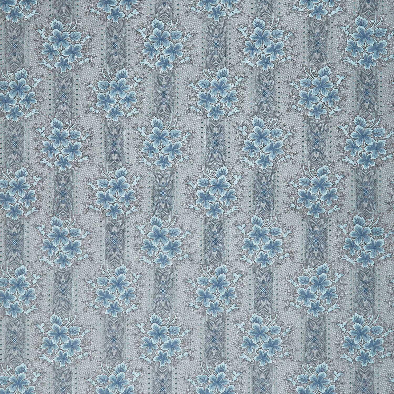 Midnight Bloom - Floral Stripe Tan Aqua Yardage
