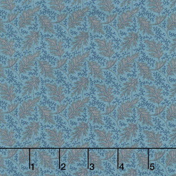 Midnight Bloom - Leaves Navy Brown Yardage