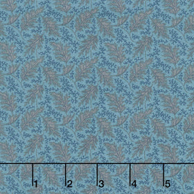 Midnight Bloom - Leaves Navy Brown Yardage