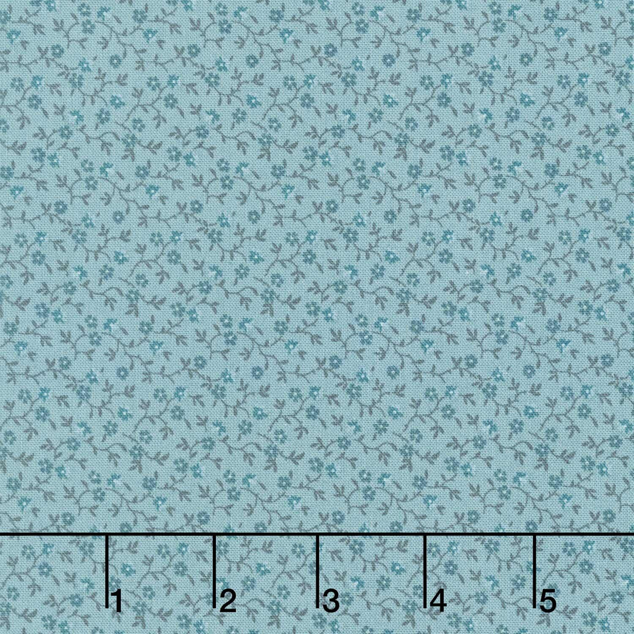 Midnight Bloom - Little Flowers Teal Blue Yardage