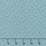 Midnight Bloom - Little Flowers Teal Blue Yardage