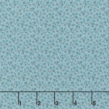 Midnight Bloom - Little Flowers Teal Blue Yardage