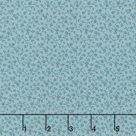 Midnight Bloom - Little Flowers Teal Blue Yardage