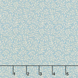 Midnight Bloom - Leaf Vine Cream Aqua Yardage