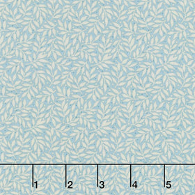 Midnight Bloom - Leaf Vine Cream Aqua Yardage