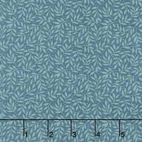 Midnight Bloom - Leaf Vine Teal Blue Yardage