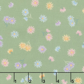 Gathering Sun - Tossed Floral Green Yardage