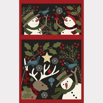 Holly Jolly Flannel - Snowmen Black Panel