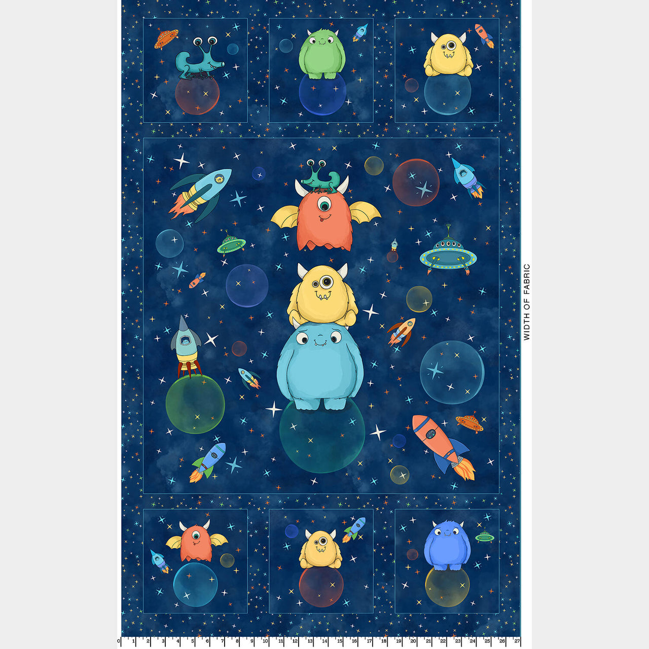 Space Monsters - Monster Dark Navy Panel