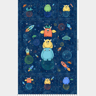 Space Monsters - Monster Dark Navy Panel