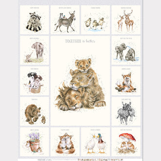Together Is Better - Lion Soft Grey Minky Panel