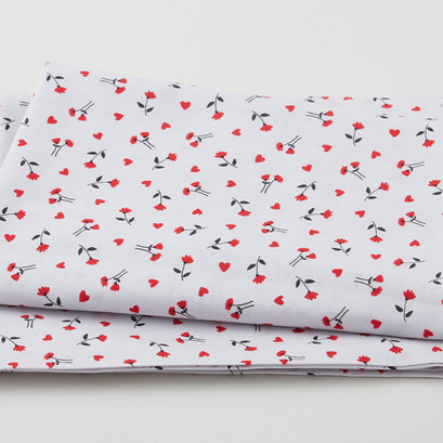 Bow-Wow-Wow - Flowers and Hearts Gray 2 Yard Cut