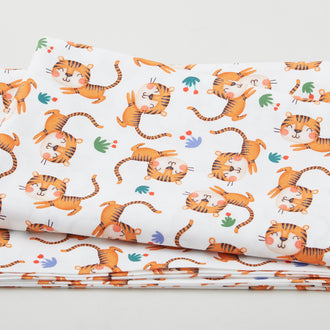 Jungle Paradise - Tiger by the Tail White 2 Yard Cut