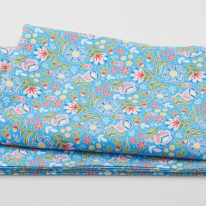 Fiesta - Folkloric Flowers Blue 2 Yard Cut