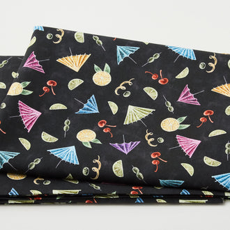 Happiest Hour - Cocktail Deco Black 2 Yard Cut