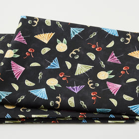 Happiest Hour - Cocktail Deco Black 2 Yard Cut