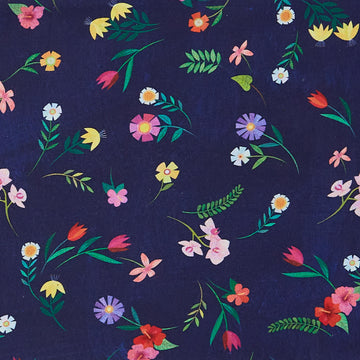 Jungle Menagerie - Jungle Flower Navy 2 Yard Cut