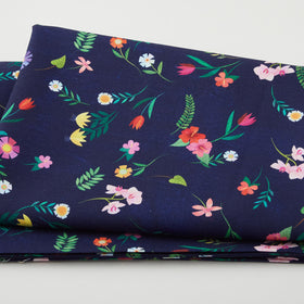 Jungle Menagerie - Jungle Flower Navy 2 Yard Cut