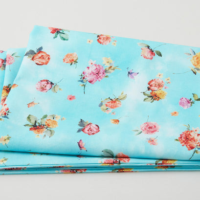 Primrose Garden - Primrose Medley Aqua 2 Yard Cut