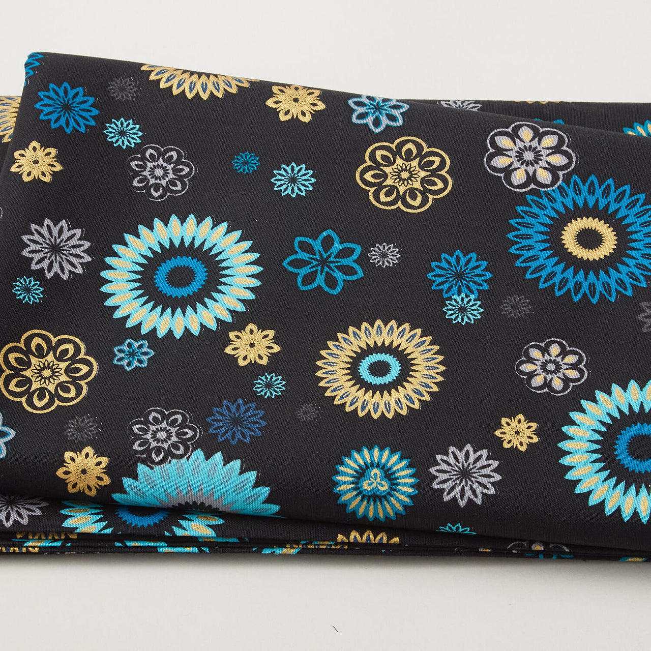 Magnificent Peacock - Festive Medallion Black 2 Yard Cut
