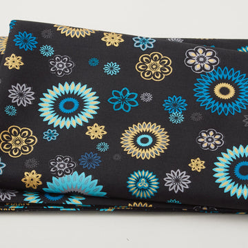 Magnificent Peacock - Festive Medallion Black 2 Yard Cut