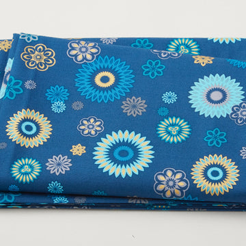 Magnificent Peacock - Festive Medallion Dark Teal 2 Yard Cut