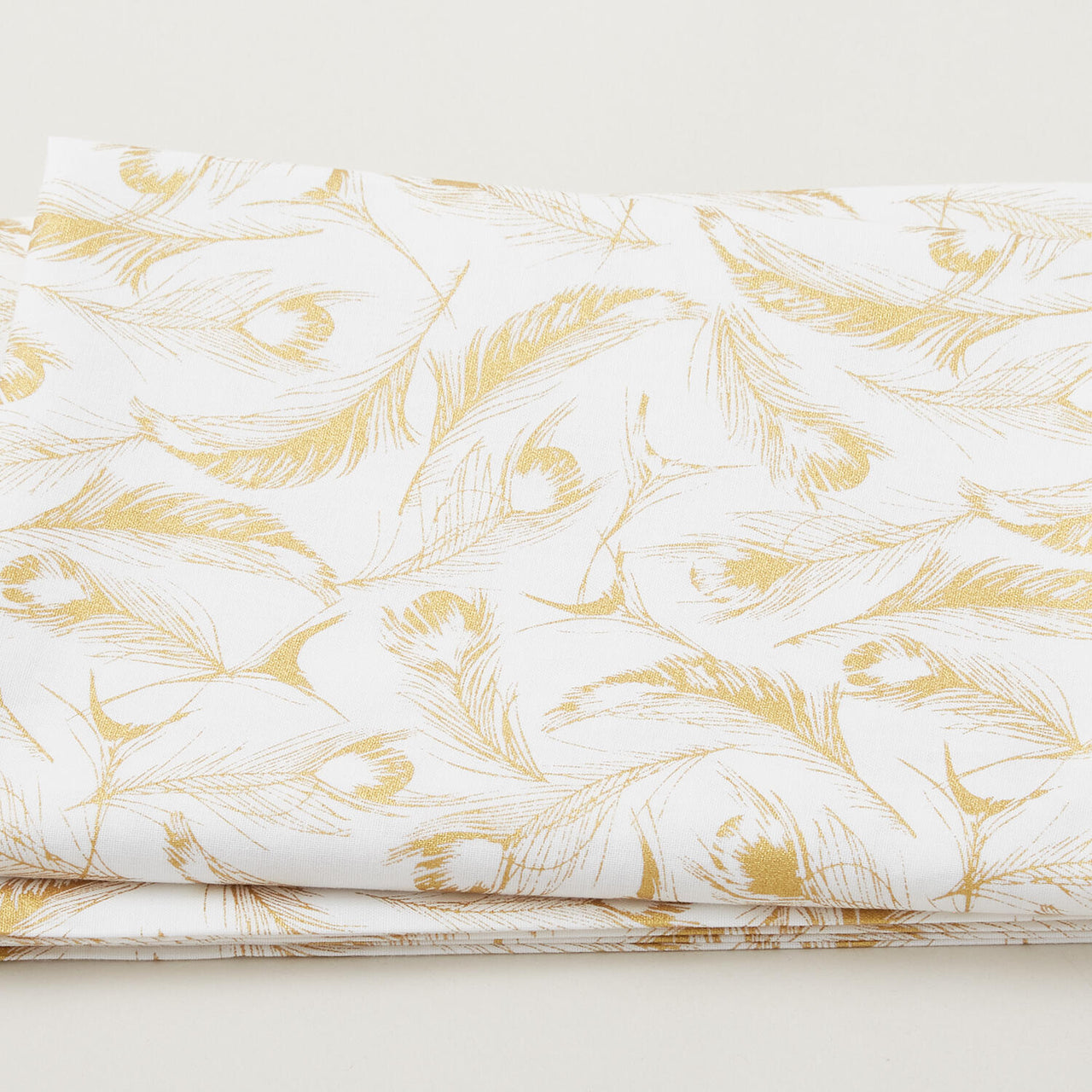 Magnificent Peacock - Opulent Feather White Metallic 2 Yard Cut