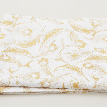 Magnificent Peacock - Opulent Feather White Metallic 2 Yard Cut