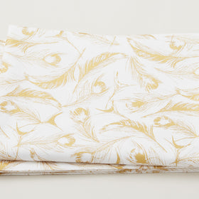 Magnificent Peacock - Opulent Feather White Metallic 2 Yard Cut