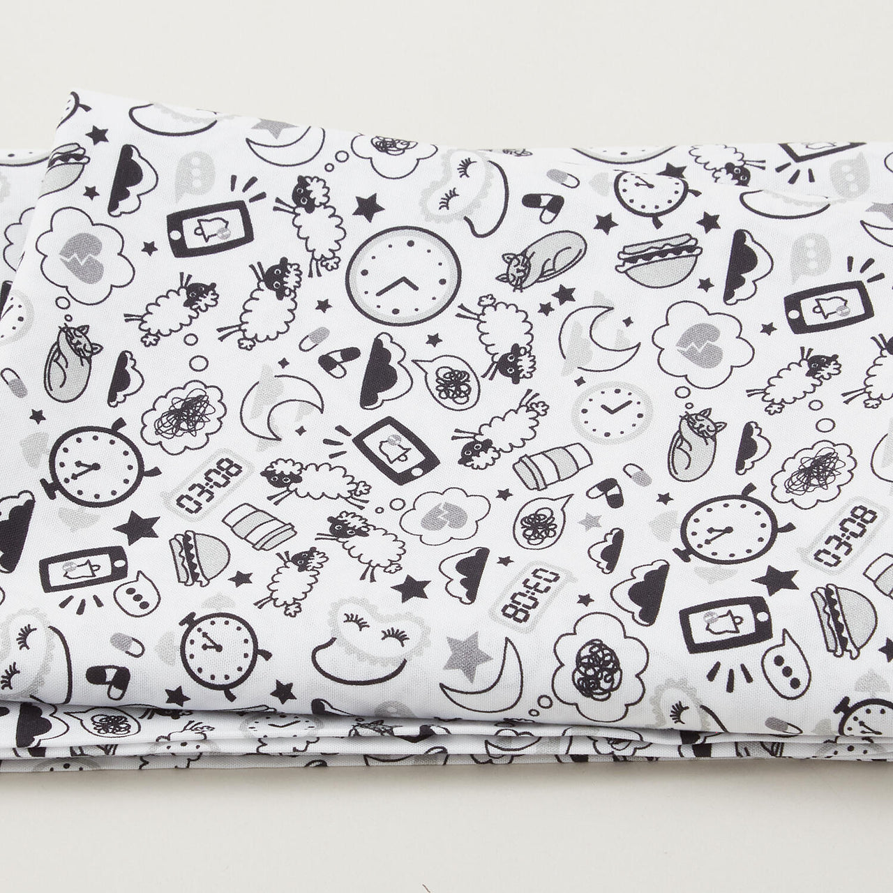 Insomnia - Night Time Doodle White 2 Yard Cut