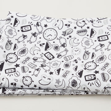 Insomnia - Night Time Doodle White 2 Yard Cut