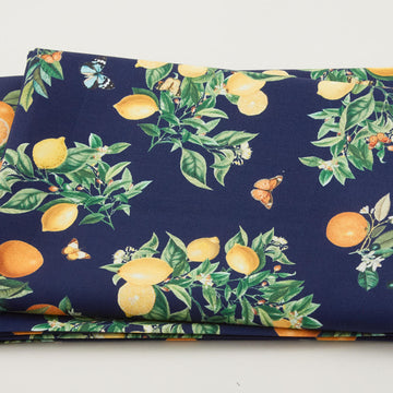 Mediterranean Riviera - Sicilian Citrus Navy 2 Yard Cut