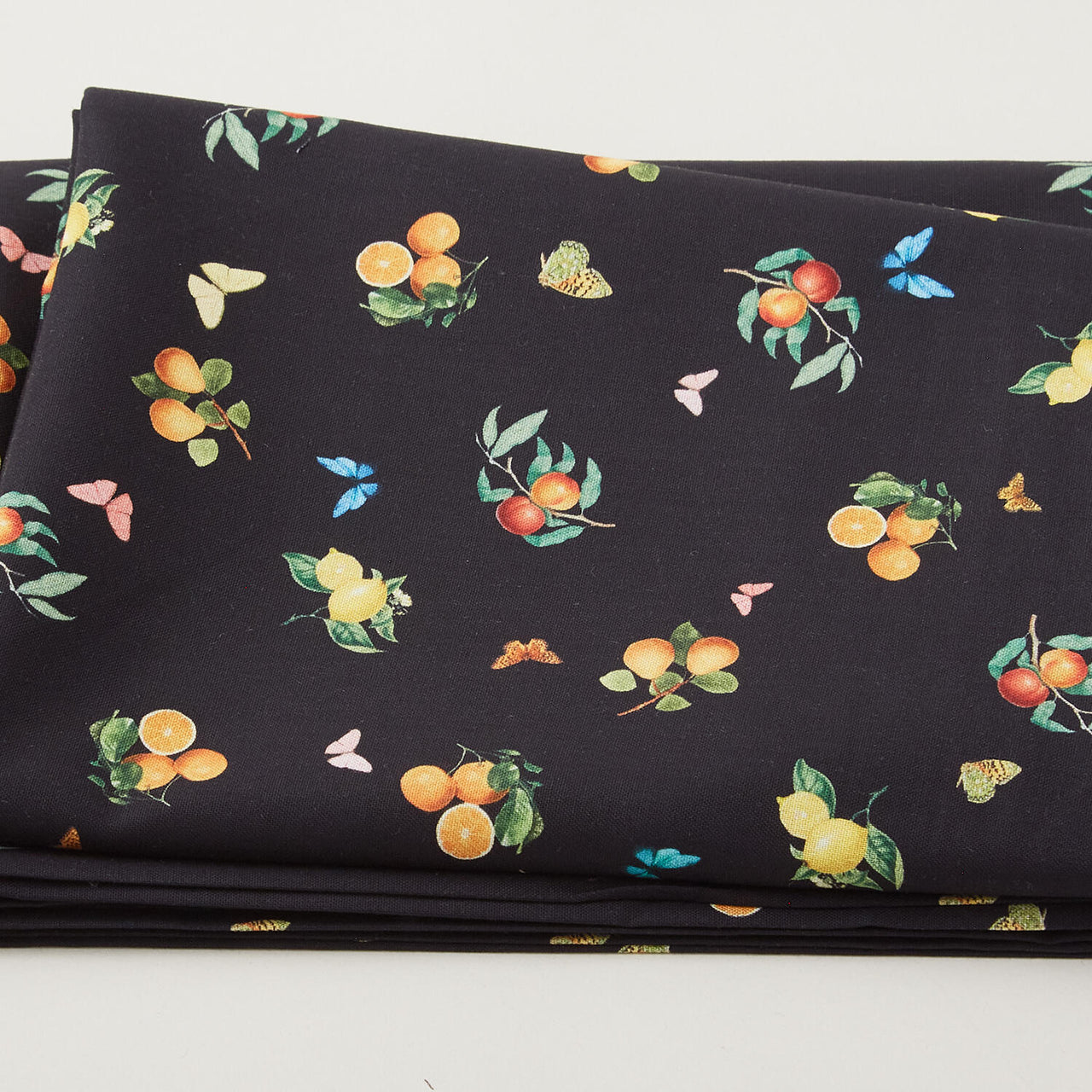 Mediterranean Riviera - Citrus And Butterflies Black 2 Yard Cut