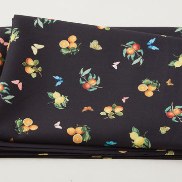 Mediterranean Riviera - Citrus And Butterflies Black 2 Yard Cut