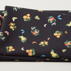 Mediterranean Riviera - Citrus And Butterflies Black 2 Yard Cut