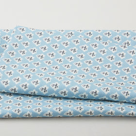 Cottagecore Nite Favorites - Floral Blockprint Wedgewood 2 Yard Cut