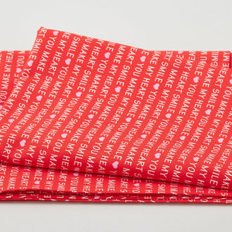 Vintage Valentines - You Make My Heart Smile Red 2 Yard Cut