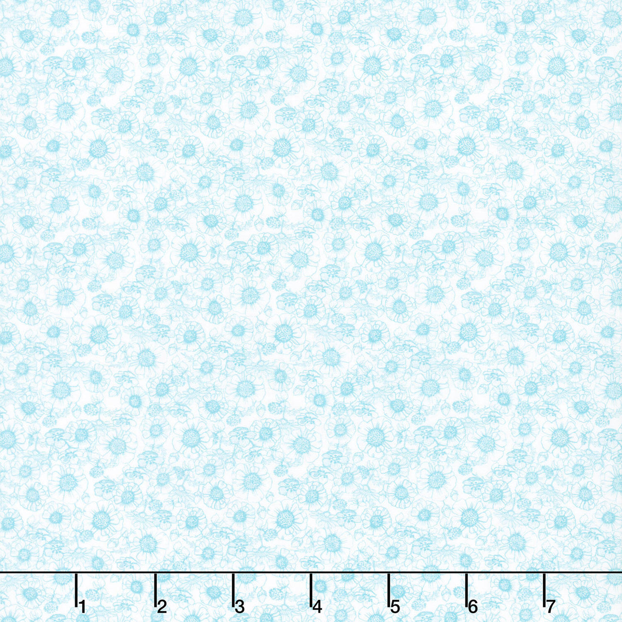 Sunshine And Sandcastles - Mono Wildflowers Blue Yardage