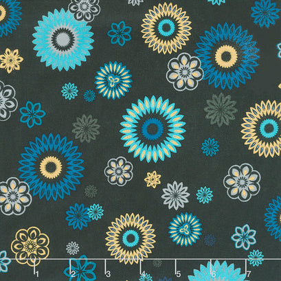 Magnificent Peacock - Festive Medallion Black Yardage