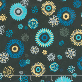 Magnificent Peacock - Festive Medallion Black Yardage