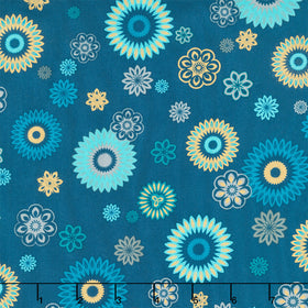 Magnificent Peacock - Festive Medallion Dark Teal Yardage