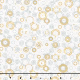 Magnificent Peacock - Fancy Medallion Fog Yardage