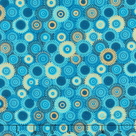 Magnificent Peacock - Fancy Medallion Teal Yardage