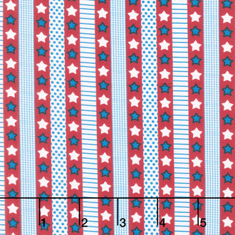 Americana Baby - Star Stripe Red Yardage