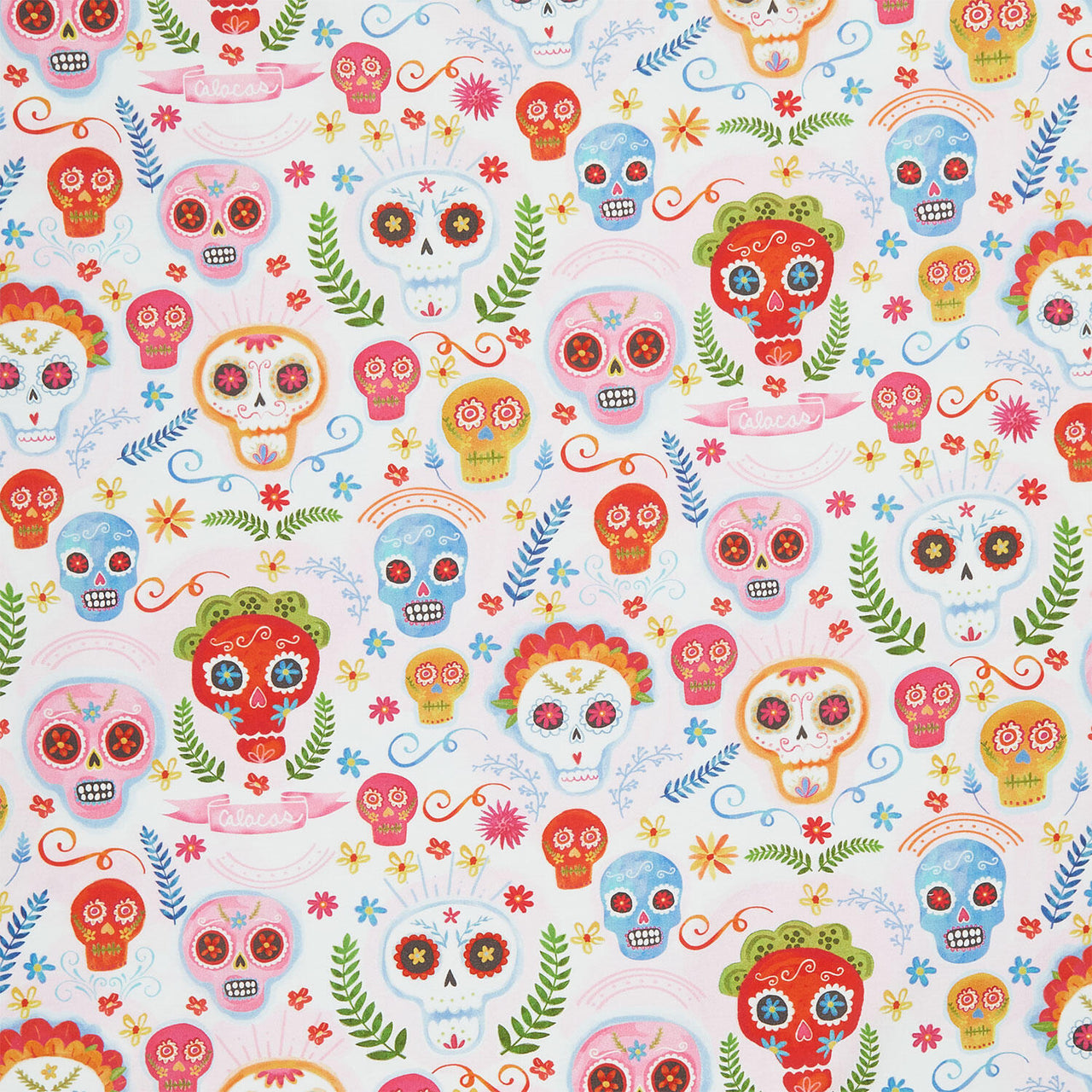 La Vida Loca - Sugar Skulls Blush Yardage