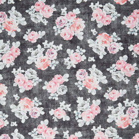 Sunny Delight - Rose Bouquet Charcoal Yardage